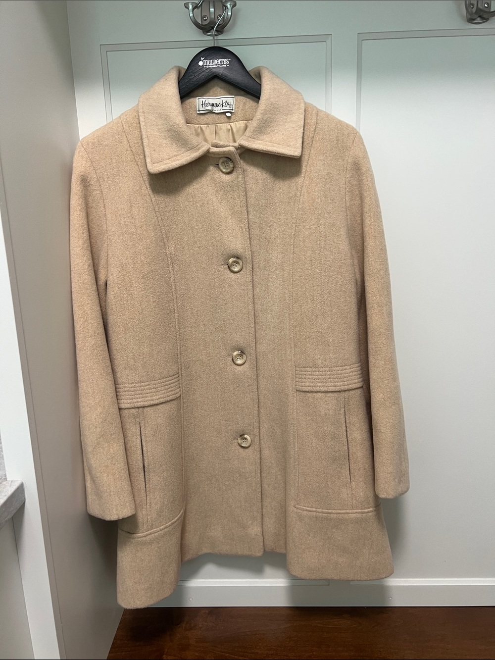 Harper & Grey Beige Wool-Blend Pea Coat